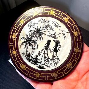 Vintage Capiz Shell Inlaid-Made In Vietnam Coasters. Set Of 5